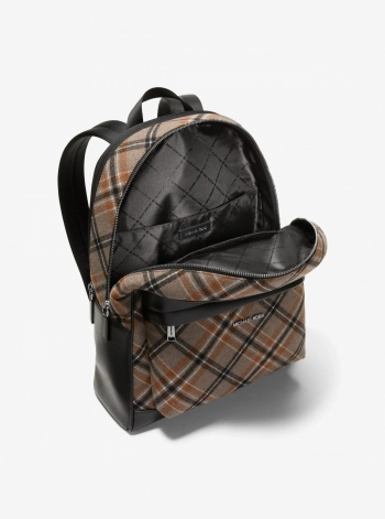 Michael Kors Mens Pacey Plaid Print Wool Blend Backpack