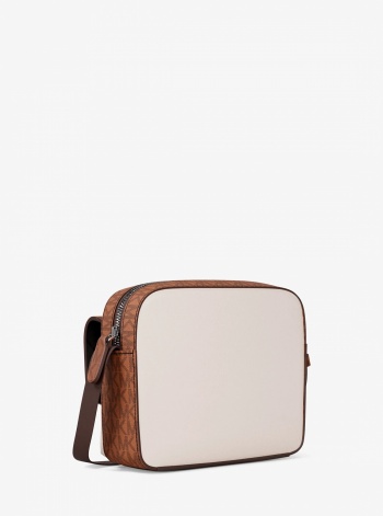 Michael Kors Mens Cooper Medium Pebbled Leather and Signature Logo Camera Crossbody Bag