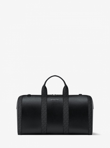 Michael Kors Mens Cooper Pebbled Leather and Signature Logo Duffel Bag