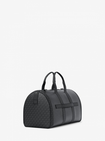 Michael Kors Mens Cooper Pebbled Leather and Signature Logo Duffel Bag