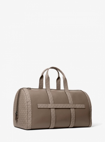 Michael Kors Mens Cooper Pebbled Leather and Signature Logo Duffel Bag
