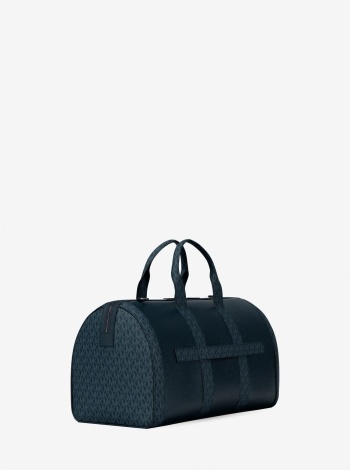 Michael Kors Mens Cooper Pebbled Leather and Signature Logo Duffel Bag