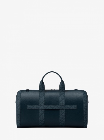 Michael Kors Mens Cooper Pebbled Leather and Signature Logo Duffel Bag