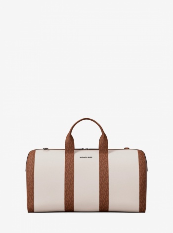 Michael Kors Mens Cooper Pebbled Leather and Signature Logo Duffel Bag