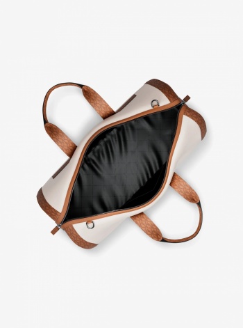 Michael Kors Mens Cooper Pebbled Leather and Signature Logo Duffel Bag