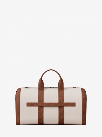 Michael Kors Mens Cooper Pebbled Leather and Signature Logo Duffel Bag