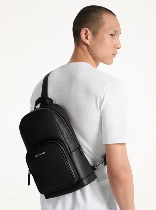 Michael Kors Mens Cooper Pebbled Leather Sling Pack