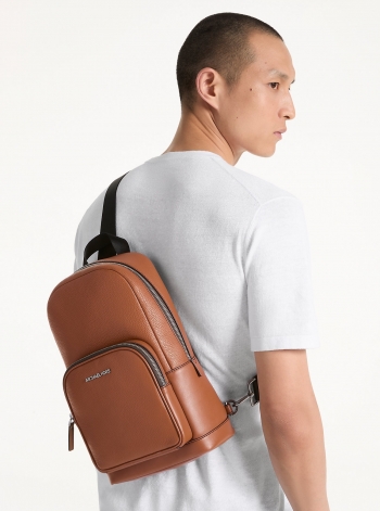 Michael Kors Mens Cooper Pebbled Leather Sling Pack