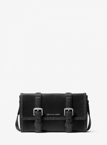 Michael Kors Mens Cooper Pebbled Leather and Signature Logo Trunk Crossbody Bag