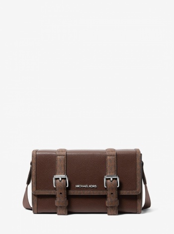 Michael Kors Mens Cooper Pebbled Leather and Signature Logo Trunk Crossbody Bag