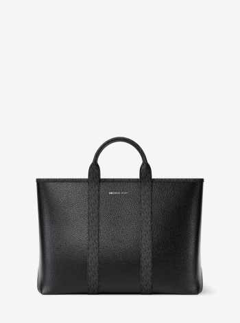 Michael Kors Mens Cooper Medium Pebbled Leather and Signature Logo Tote Bag