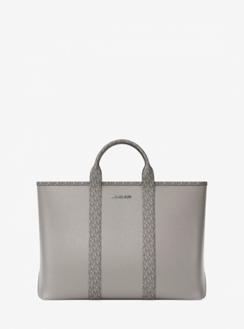 Michael Kors Mens Cooper Medium Pebbled Leather and Signature Logo Tote Bag