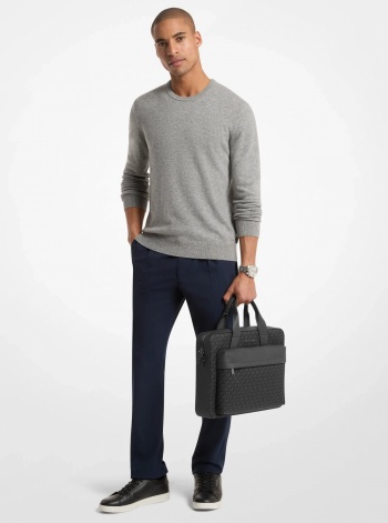 Michael Kors Mens Pacey Medium Signature Logo Pocket Briefcase