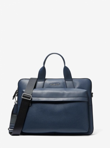 Michael Kors Mens Pacey Medium Pebbled Leather Pocket Briefcase