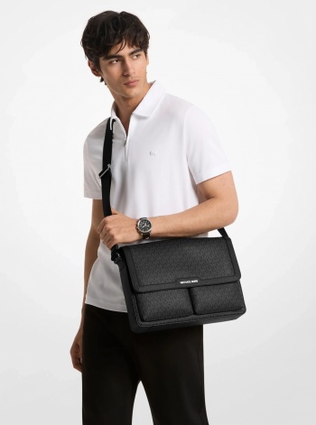 Michael Kors Mens Pacey Medium Signature Logo Messenger Bag