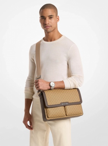 Michael Kors Mens Pacey Medium Signature Logo Messenger Bag