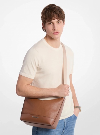 Michael Kors Mens Cooper Pebbled Leather Crescent Bag