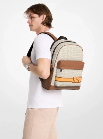 Michael Kors Mens Pacey Embellished Striped Signature Logo Backpack