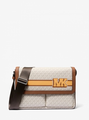 Michael Kors Mens Pacey Embellished Signature Logo Messenger Bag