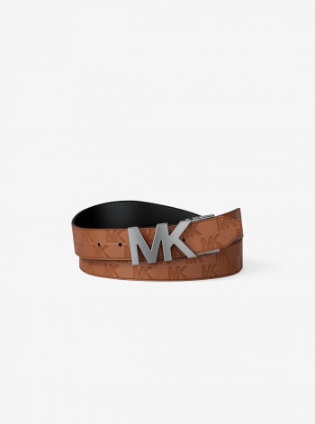 Michael Kors Mens Reversible Logo Embossed Leather Buckle Belt