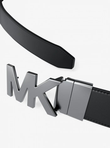Michael Kors Mens Reversible Logo Embossed Leather Buckle Belt