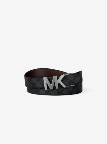 Michael Kors Mens Reversible Logo Embossed Leather Buckle Belt