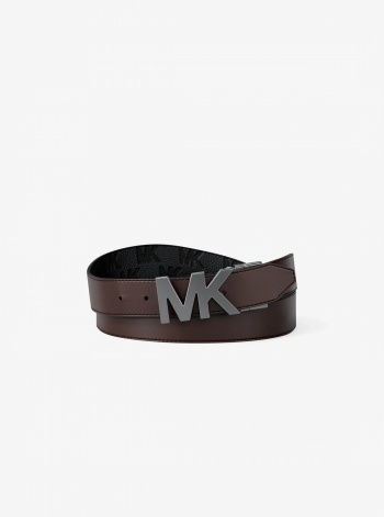 Michael Kors Mens Reversible Logo Embossed Leather Buckle Belt