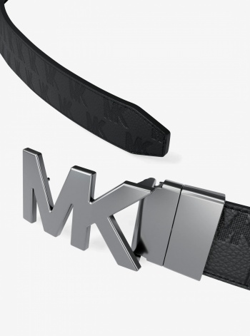 Michael Kors Mens Reversible Logo Embossed Leather Buckle Belt