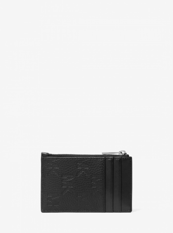 Michael Kors Mens Hudson Logo Embossed Leather Card Case