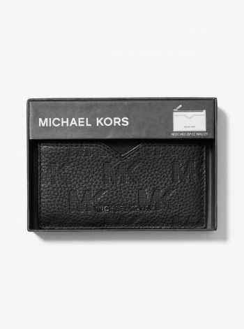 Michael Kors Mens Hudson Logo Embossed Leather Card Case