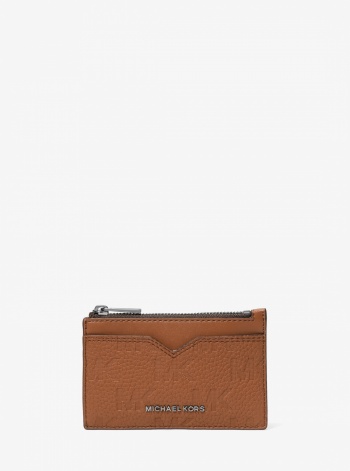 Michael Kors Mens Hudson Logo Embossed Leather Card Case