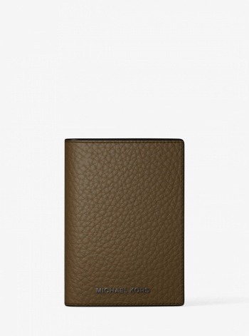 Michael Kors Mens Hudson Pebbled Leather Folio Card Case