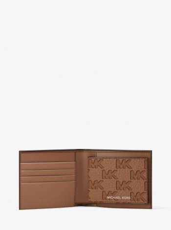 Michael Kors Mens Hudson Logo Embossed Leather Billfold Wallet and Passcase