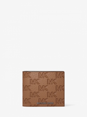 Michael Kors Mens Hudson Logo Embossed Leather Billfold Wallet and Passcase