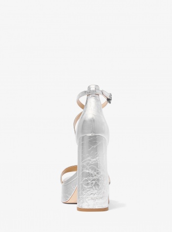 Michael Kors Cami Crackled Metallic Leather Platform Sandal
