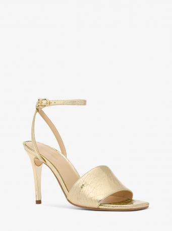 MICHAEL Michael Kors Elyse Crackled Metallic Leather Sandal