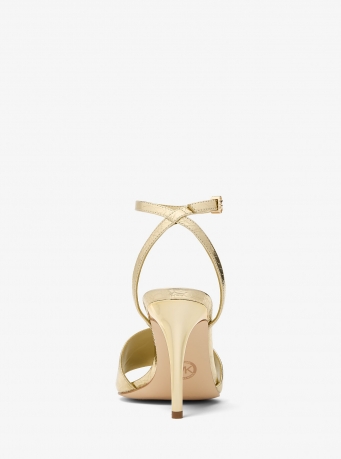 MICHAEL Michael Kors Elyse Crackled Metallic Leather Sandal