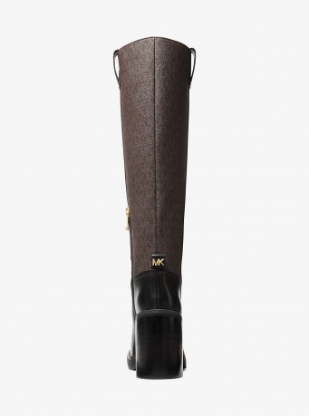 MICHAEL Michael Kors Houston Signature Logo and Leather Block Heel Boot
