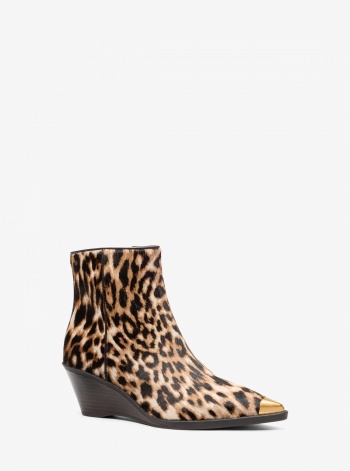 Michael Kors Austin Leopard Print Calf Hair Wedge Boot