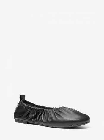 Michael Kors Bri Ruched Leather Ballet Flat