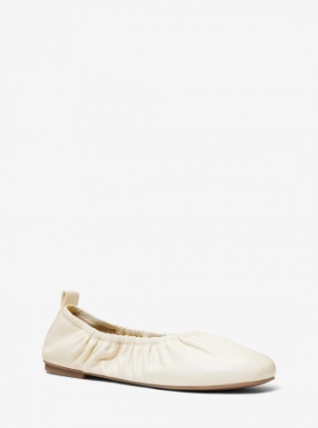 Michael Kors Bri Ruched Leather Ballet Flat
