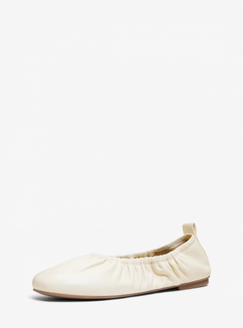 Michael Kors Bri Ruched Leather Ballet Flat