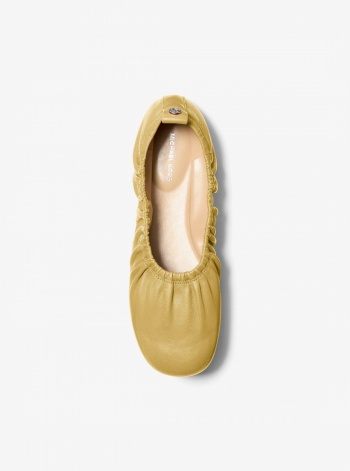 Michael Kors Bri Ruched Leather Ballet Flat
