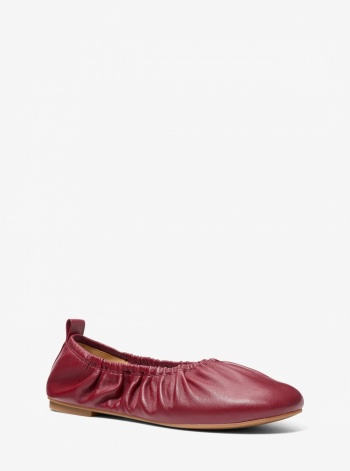 Michael Kors Bri Ruched Leather Ballet Flat