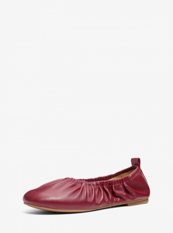 Michael Kors Bri Ruched Leather Ballet Flat