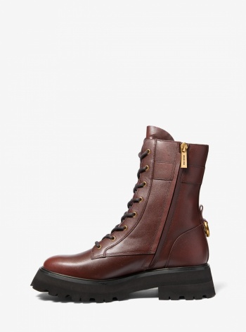 Michael Kors Caleb Burnished Leather Combat Boot