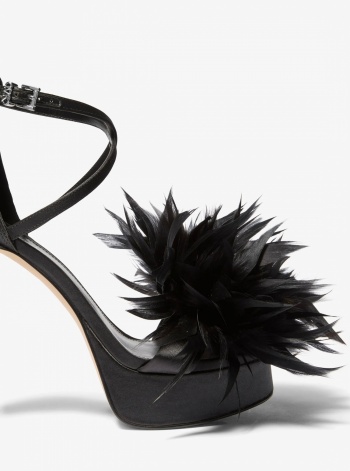 Michael Kors Cami Feather Trim Satin Platform Sandal