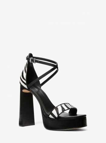 Michael Kors Cami Zebra Print Calf Hair Platform Sandal