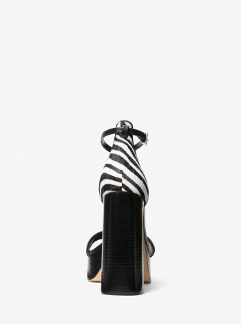 Michael Kors Cami Zebra Print Calf Hair Platform Sandal