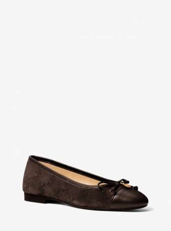 Michael Kors Piper Flex Logo Stitched Suede Ballet Flat
